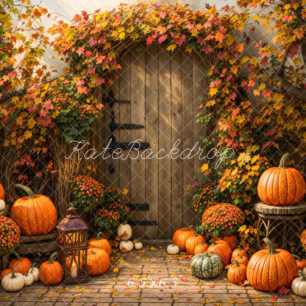 Kate Autumn Maple Leaf Pumpkin Backdrop Designed by Emetselch - Kate Backdrop AU