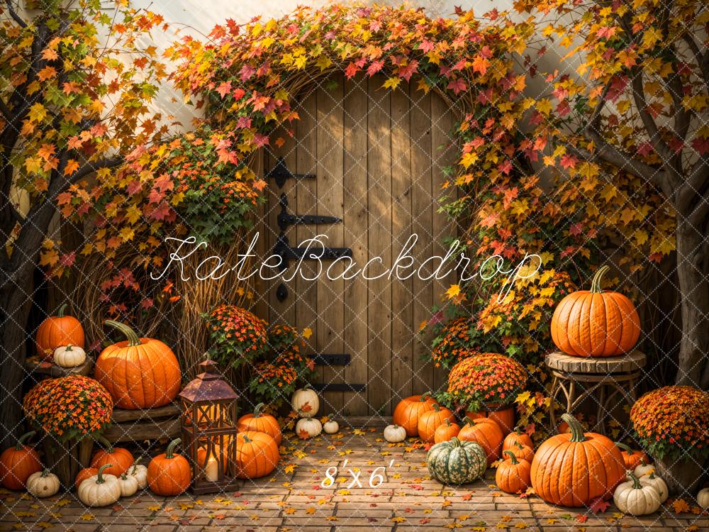 Kate Autumn Maple Leaf Pumpkin Backdrop Designed by Emetselch - Kate Backdrop AU