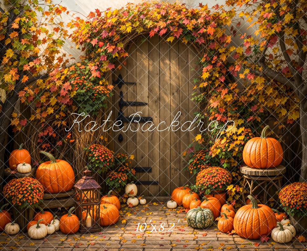 Kate Autumn Maple Leaf Pumpkin Backdrop Designed by Emetselch - Kate Backdrop AU