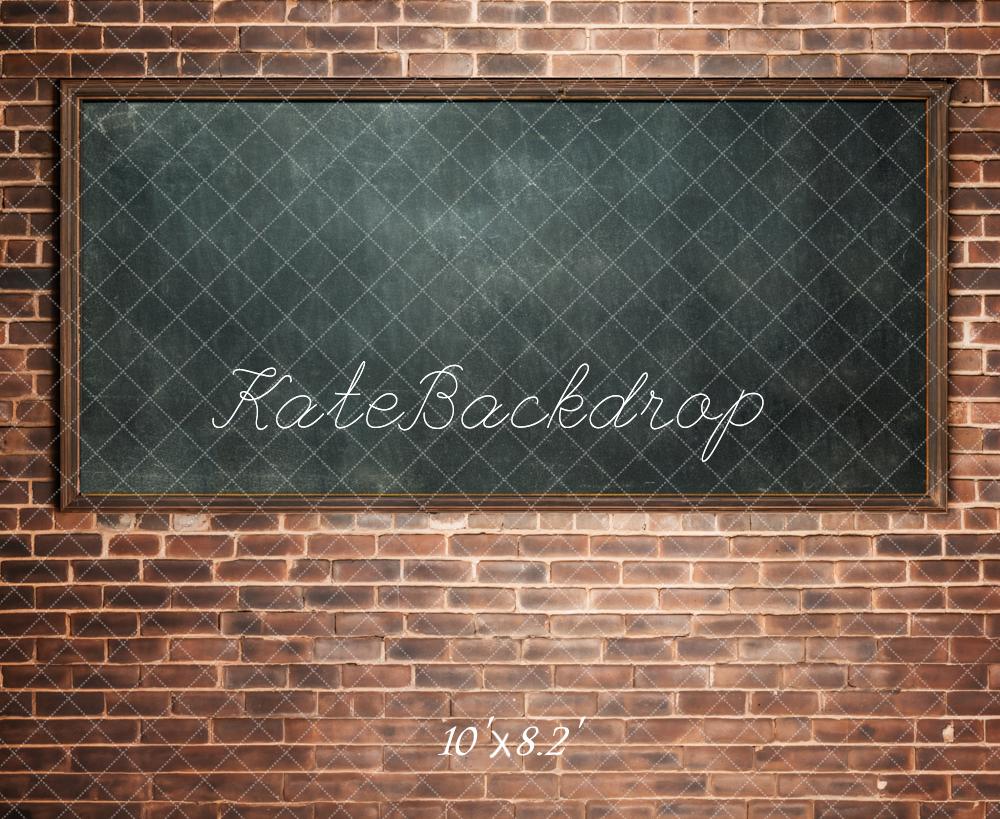 Kate Back to School Backdrop Brick Wall Blackboard Designed by Chain Photography - Kate Backdrop AU