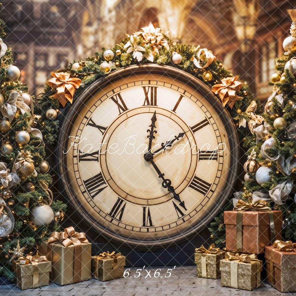 Kate Christmas Tree Clock Backdrop Designed by Emetselch - Kate Backdrop AU