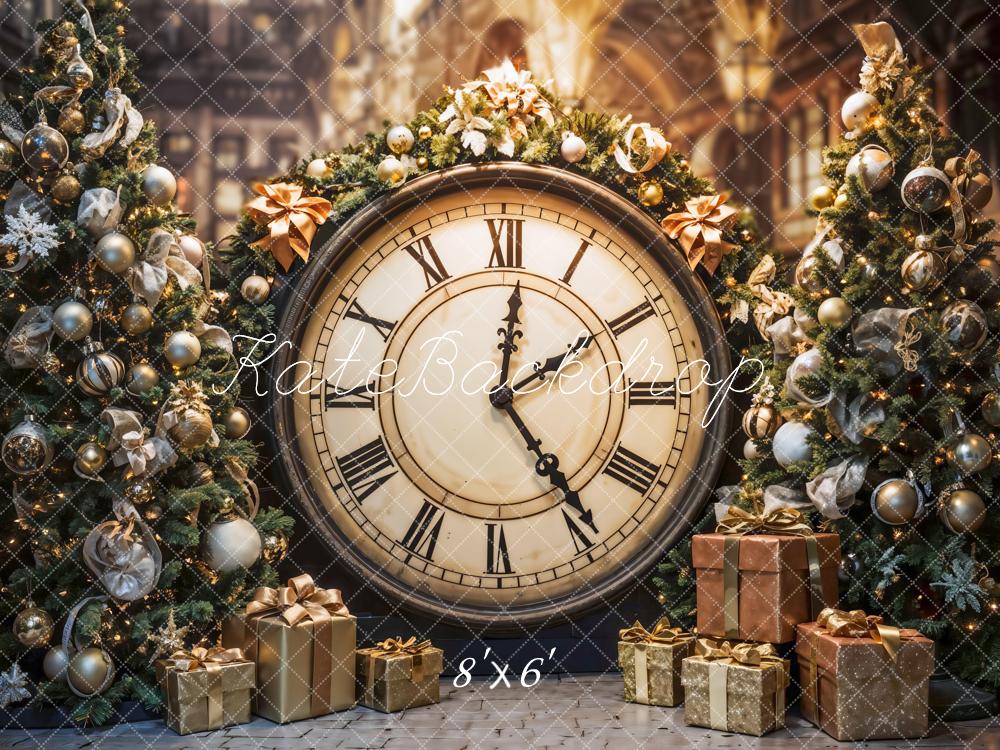 Kate Christmas Tree Clock Backdrop Designed by Emetselch - Kate Backdrop AU