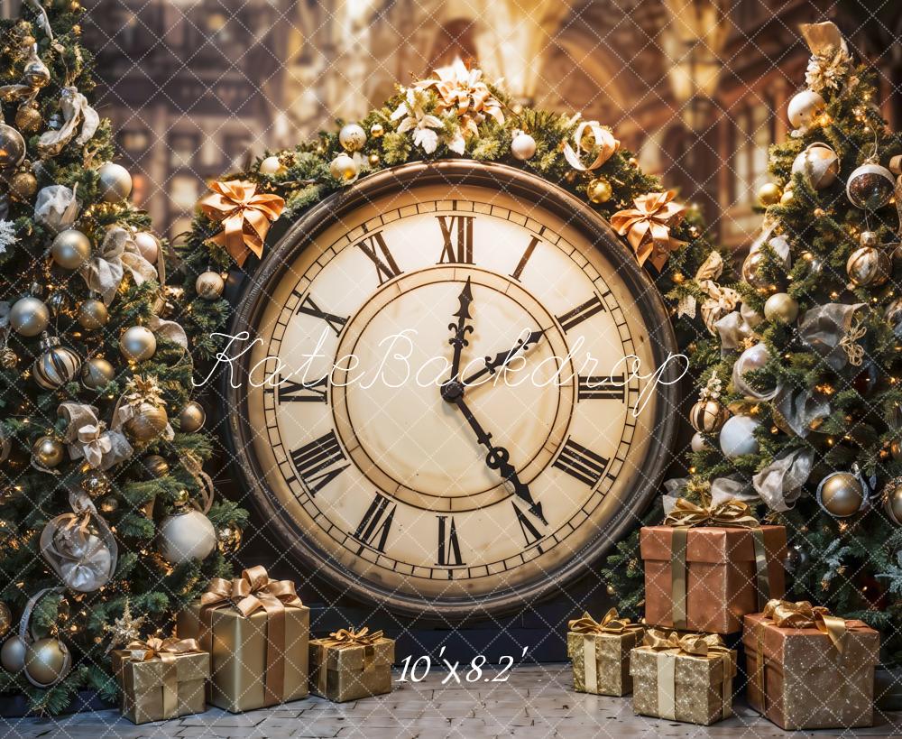 Kate Christmas Tree Clock Backdrop Designed by Emetselch - Kate Backdrop AU