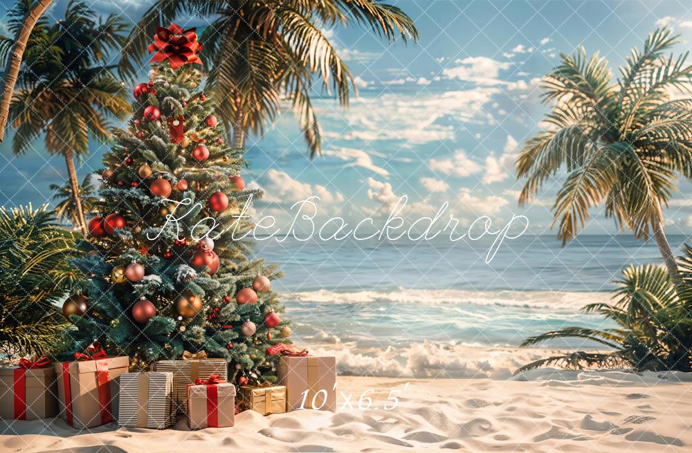 Kate Beach Christmas Tree Backdrop Designed by Emetselch - Kate Backdrop AU