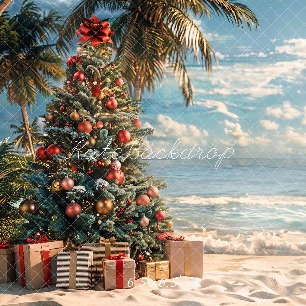 Kate Beach Christmas Tree Backdrop Designed by Emetselch - Kate Backdrop AU