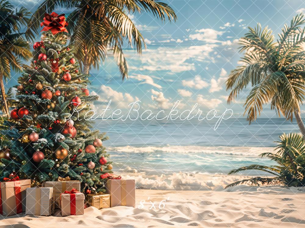 Kate Beach Christmas Tree Backdrop Designed by Emetselch - Kate Backdrop AU