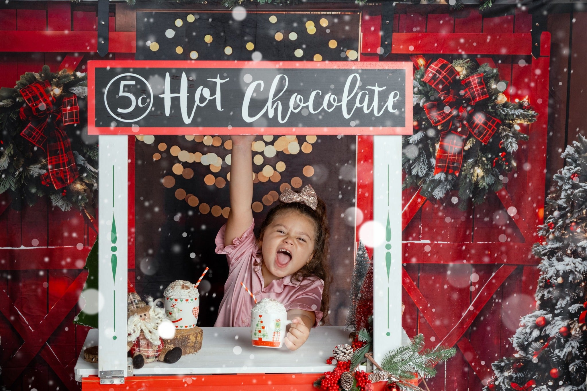 Kate Red Christmas Wooden Door Backdrop Designed by Emetselch - Kate Backdrop AU