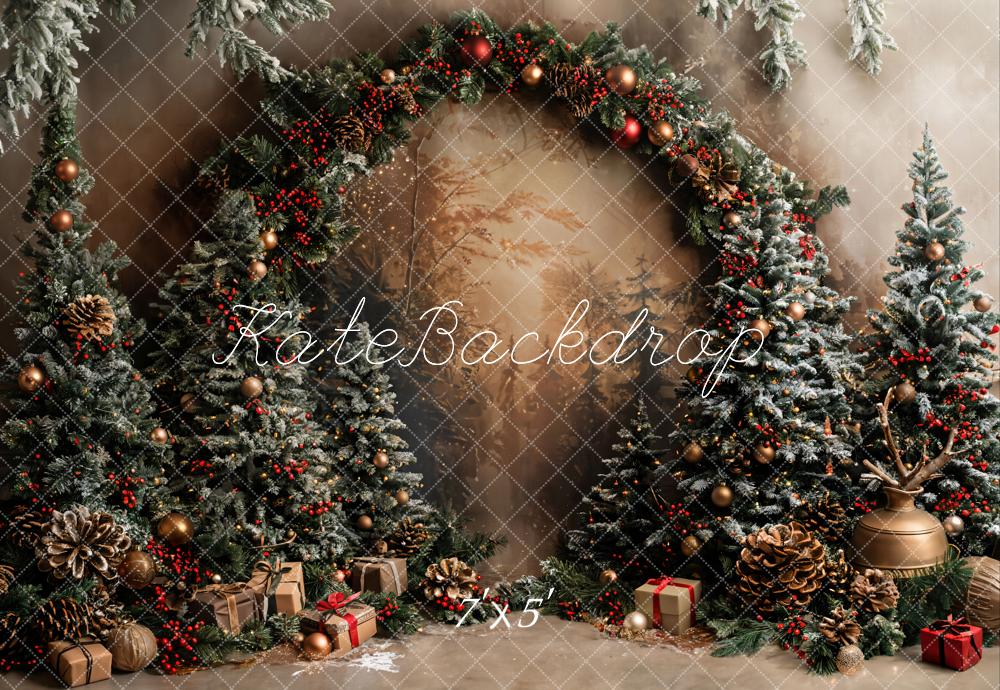 Kate Christmas Green Plant Arched Backdrop Designed by Emetselch - Kate Backdrop AU