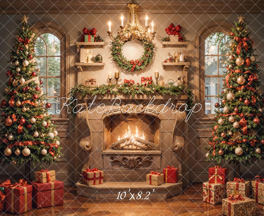Kate Indoor Fireplace Christmas Decoration Backdrop Designed by Emetselch - Kate Backdrop AU
