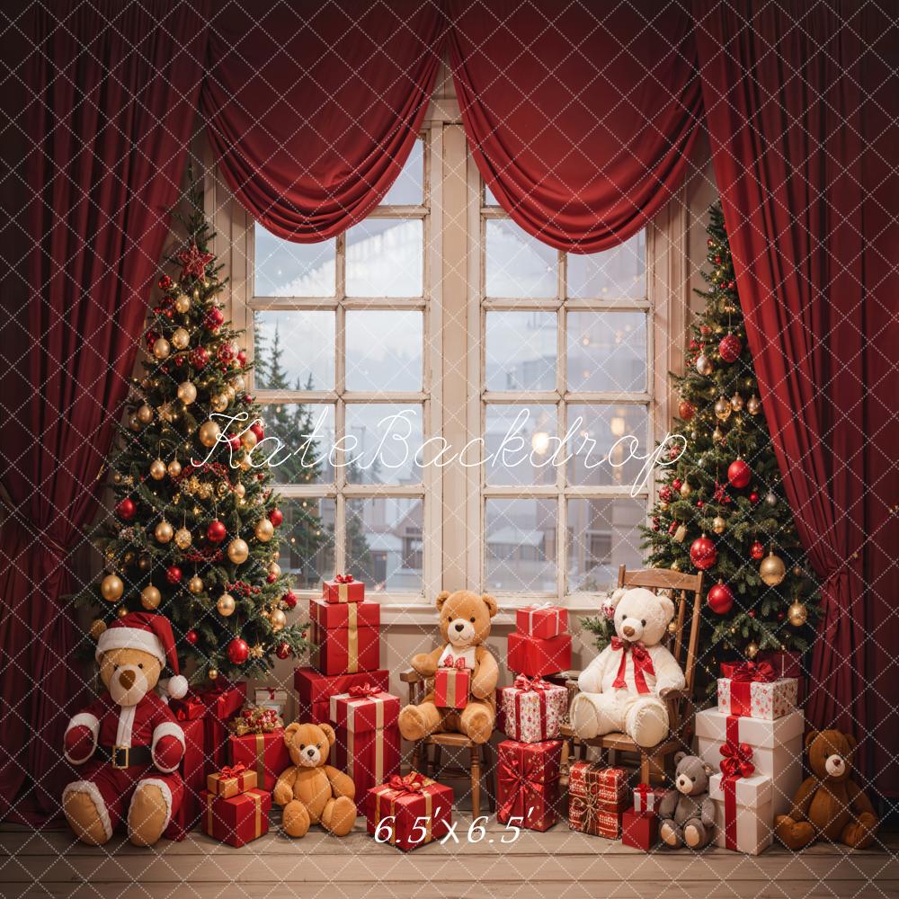 Kate Christmas Gift Bear Window Backdrop Designed by Emetselch - Kate Backdrop AU