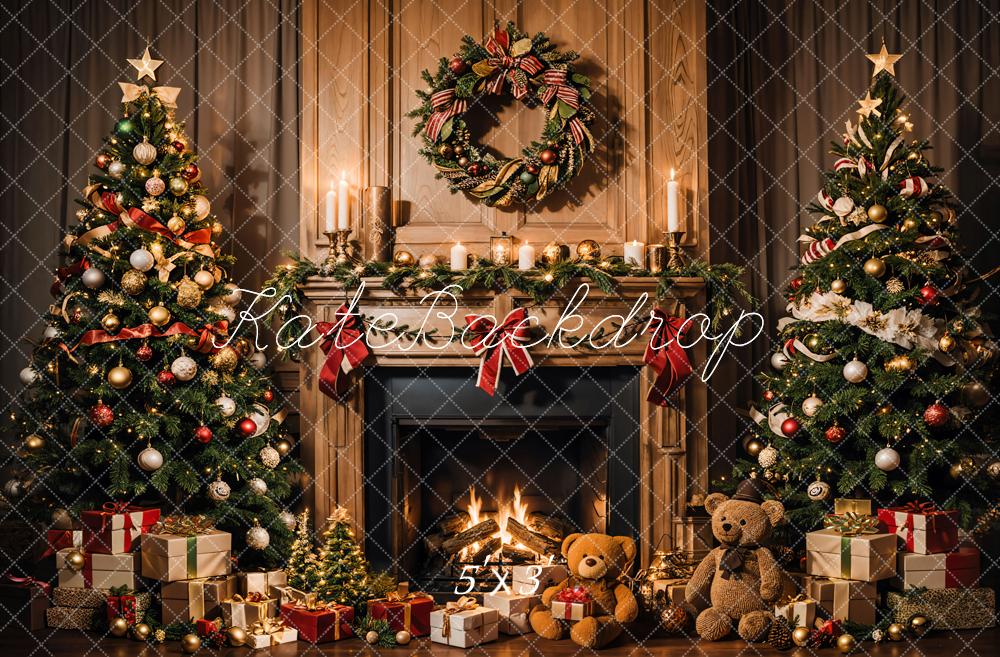 Kate Christmas Candle Flame Fireplace Backdrop Designed by Emetselch - Kate Backdrop AU