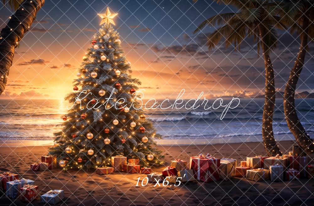 Kate Sunset Beach Christmas Backdrop Designed by Emetselch - Kate Backdrop AU
