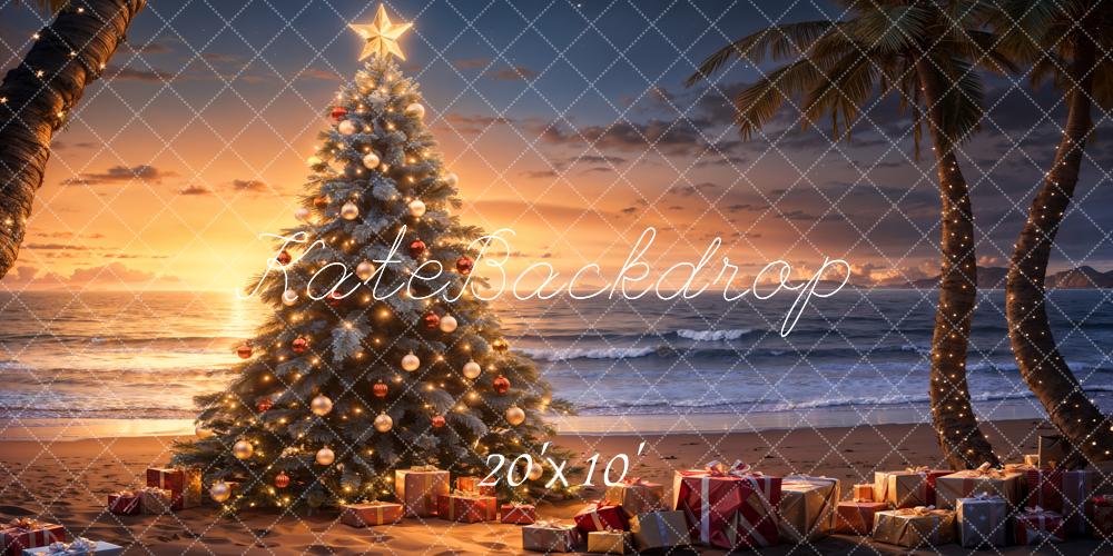 Kate Sunset Beach Christmas Backdrop Designed by Emetselch - Kate Backdrop AU