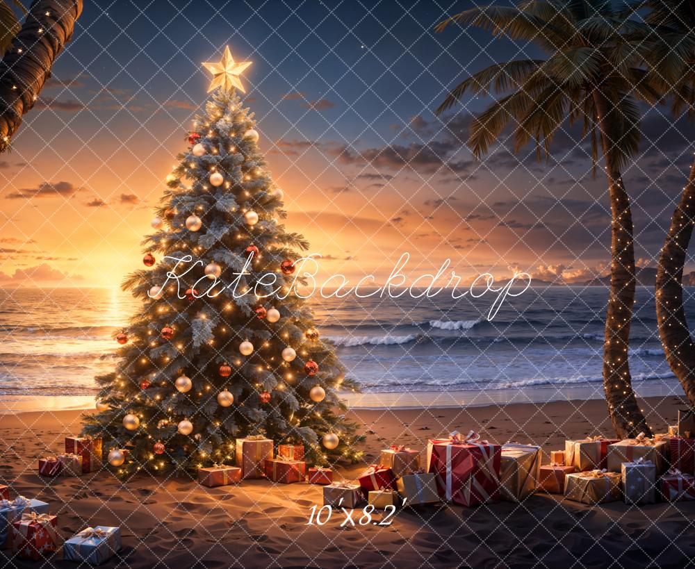 Kate Sunset Beach Christmas Backdrop Designed by Emetselch - Kate Backdrop AU