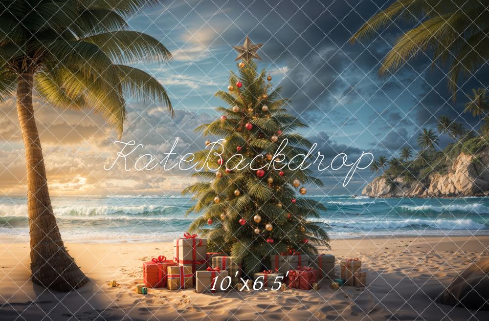 Kate Beach Christmas Tree Backdrop Designed by Emetselch - Kate Backdrop AU