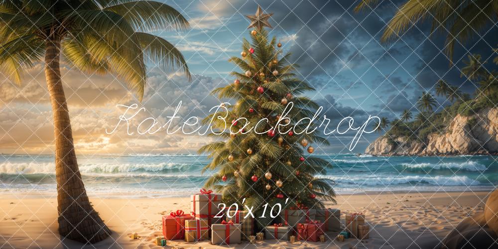 Kate Beach Christmas Tree Backdrop Designed by Emetselch - Kate Backdrop AU