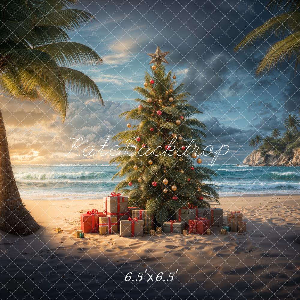 Kate Beach Christmas Tree Backdrop Designed by Emetselch - Kate Backdrop AU