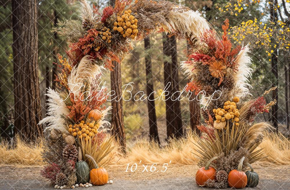 Kate Fall Boho Forest Pumpkin Arch Backdrop Designed by Emetselch - Kate Backdrop AU
