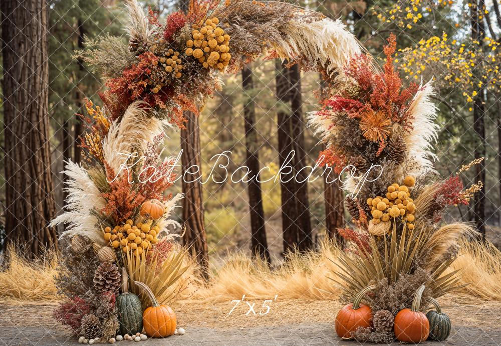 Kate Fall Boho Forest Pumpkin Arch Backdrop Designed by Emetselch - Kate Backdrop AU