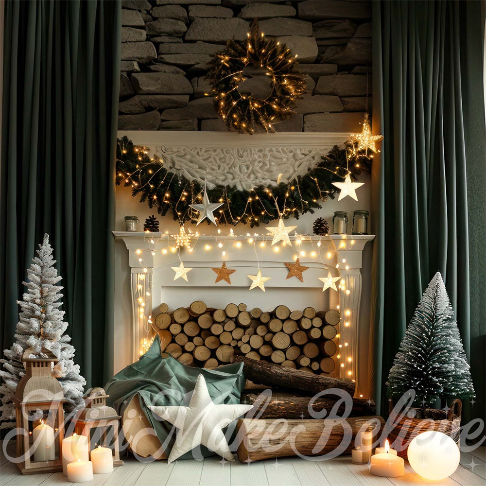 Kate Christmas Fireplace Festive Backdrop Designed by Mini MakeBelieve - Kate Backdrop AU