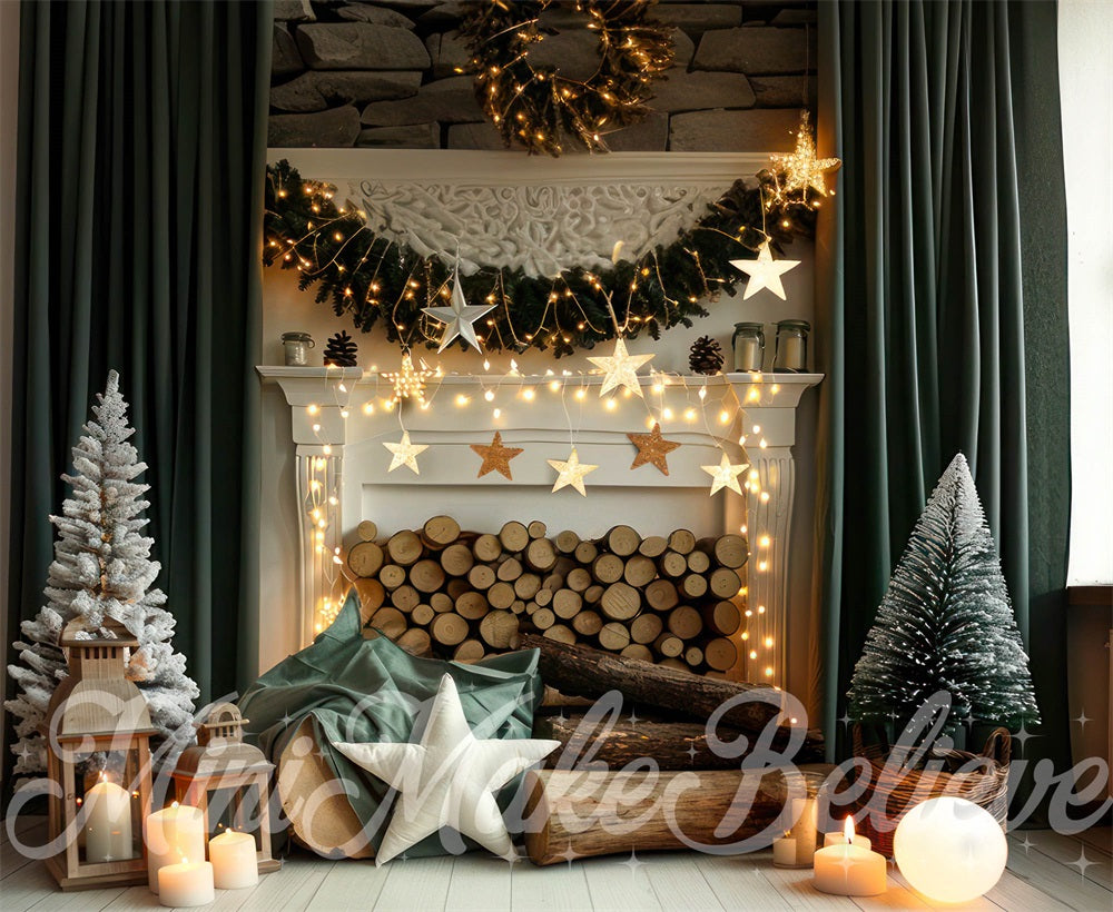 Kate Christmas Fireplace Festive Backdrop Designed by Mini MakeBelieve - Kate Backdrop AU