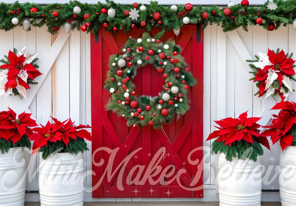 Kate Red Barn Door Backdrop Christmas Designed by Mini MakeBelieve - Kate Backdrop AU