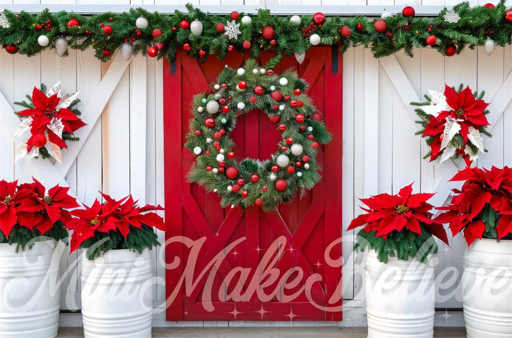 Kate Red Barn Door Backdrop Christmas Designed by Mini MakeBelieve - Kate Backdrop AU