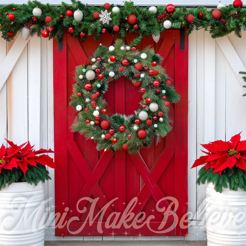 Kate Red Barn Door Backdrop Christmas Designed by Mini MakeBelieve - Kate Backdrop AU