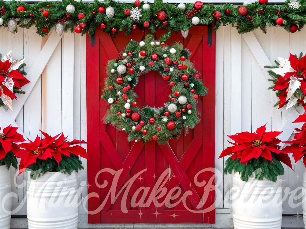 Kate Red Barn Door Backdrop Christmas Designed by Mini MakeBelieve - Kate Backdrop AU