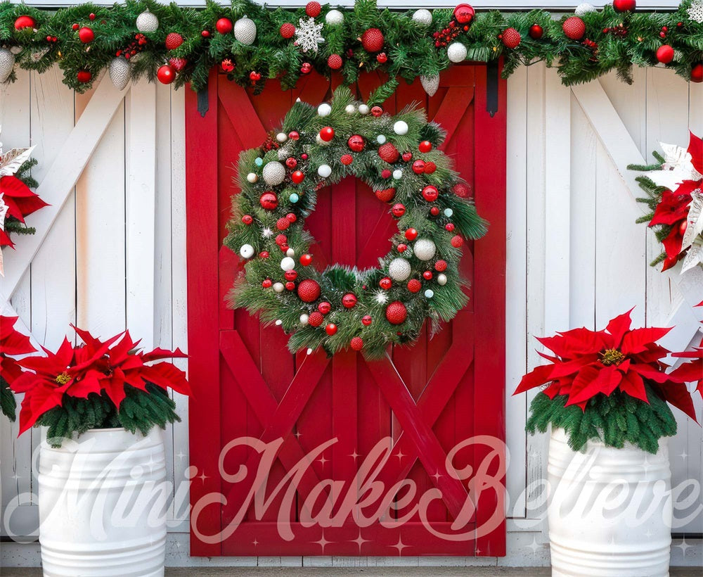 Kate Red Barn Door Backdrop Christmas Designed by Mini MakeBelieve - Kate Backdrop AU