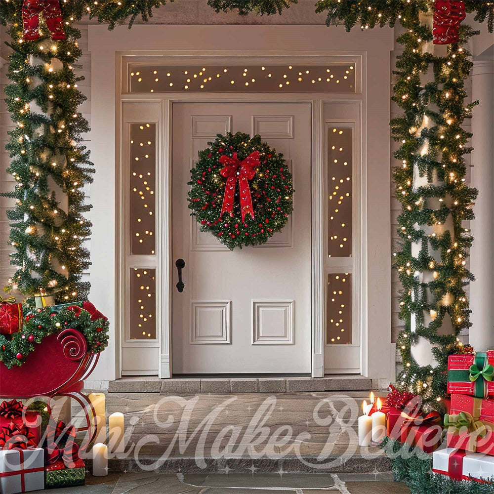Kate Christmas Exterior Door Sleigh Backdrop Designed by Mini MakeBelieve - Kate Backdrop AU