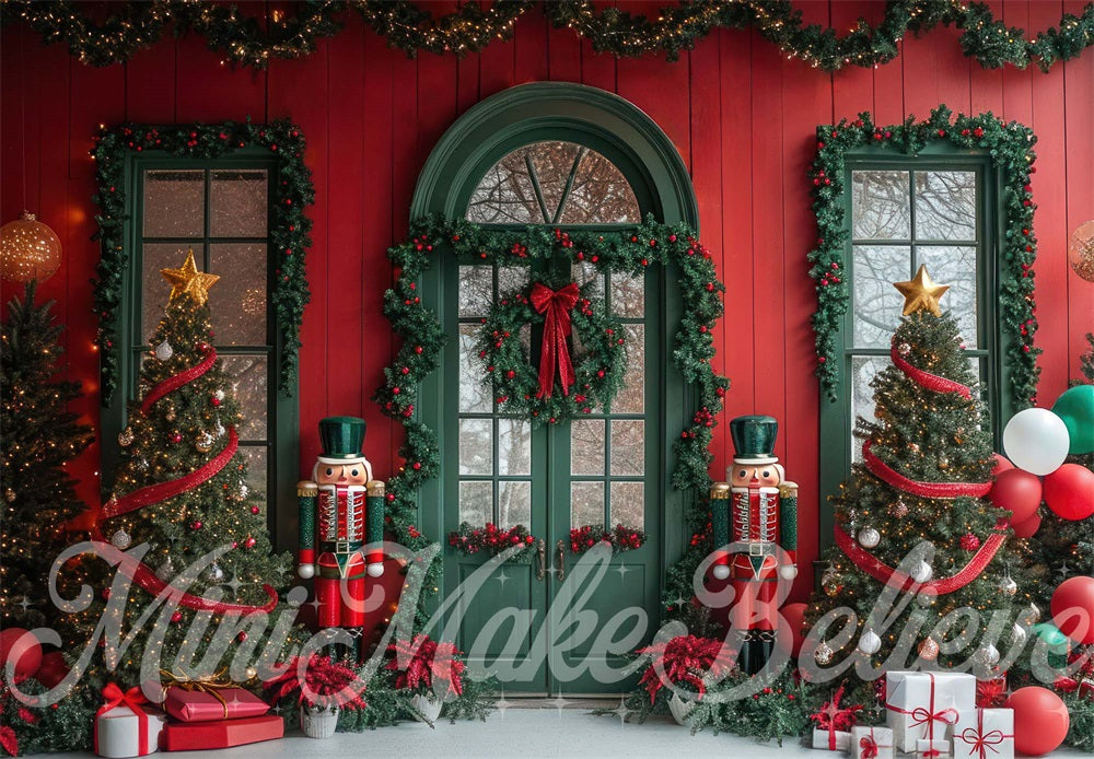 Kate Christmas Exterior Green Door Backdrop Designed by Mini MakeBelieve - Kate Backdrop AU