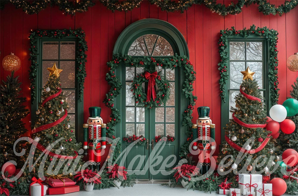 Kate Christmas Exterior Green Door Backdrop Designed by Mini MakeBelieve - Kate Backdrop AU