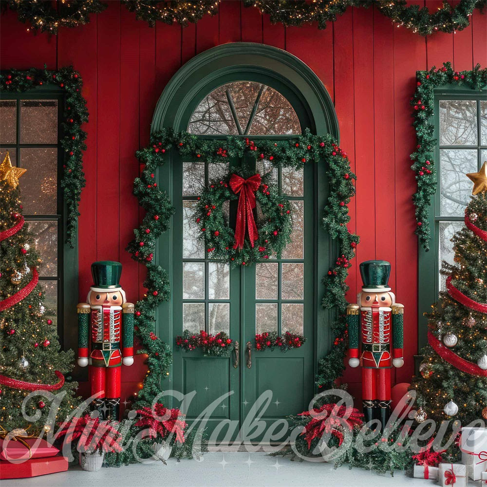 Kate Christmas Exterior Green Door Backdrop Designed by Mini MakeBelieve - Kate Backdrop AU