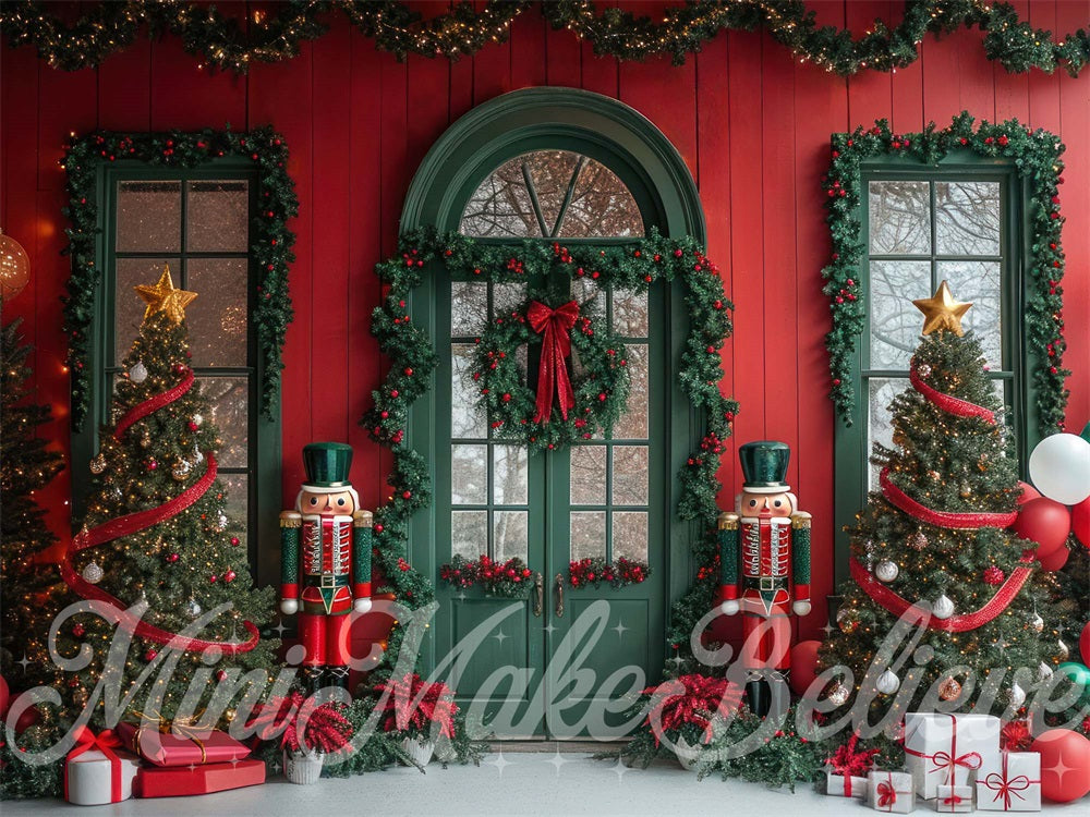 Kate Christmas Exterior Green Door Backdrop Designed by Mini MakeBelieve - Kate Backdrop AU