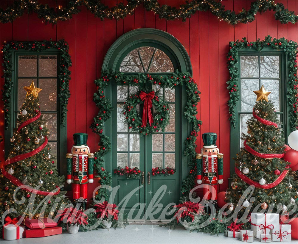 Kate Christmas Exterior Green Door Backdrop Designed by Mini MakeBelieve - Kate Backdrop AU