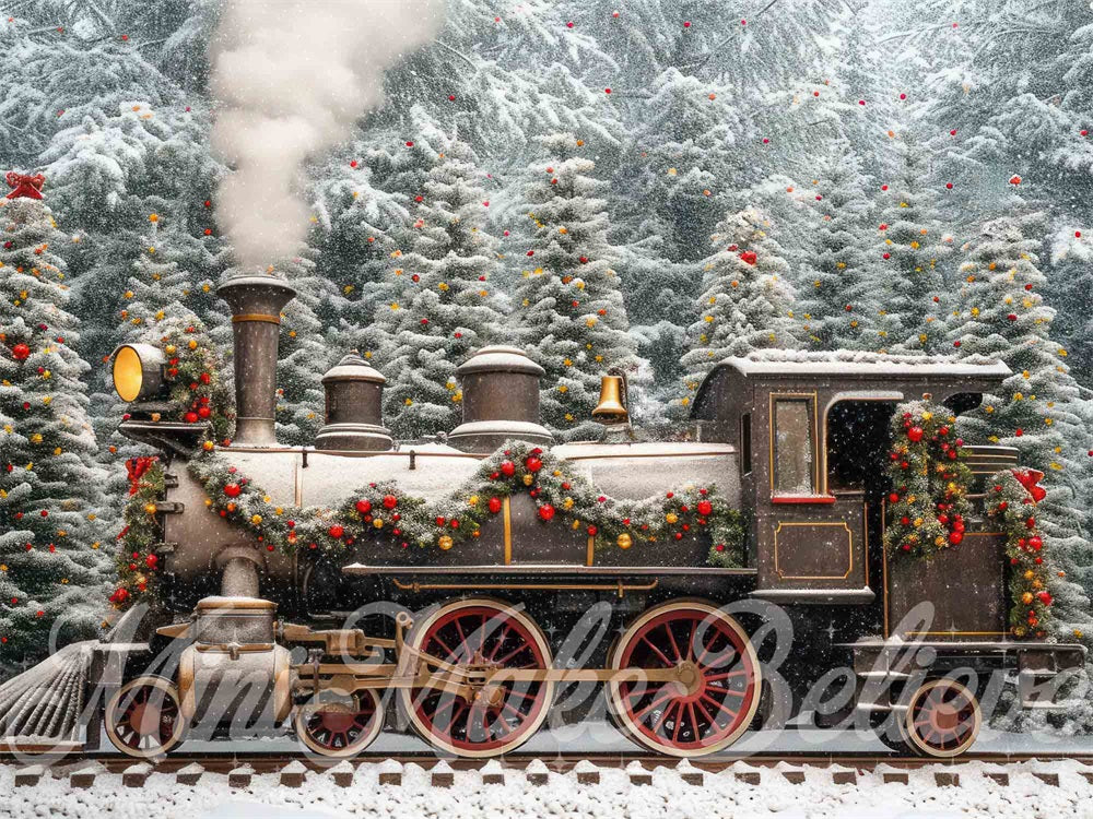 Kate Christmas Exterior Train Station Backdrop Designed by Mini MakeBelieve - Kate Backdrop AU