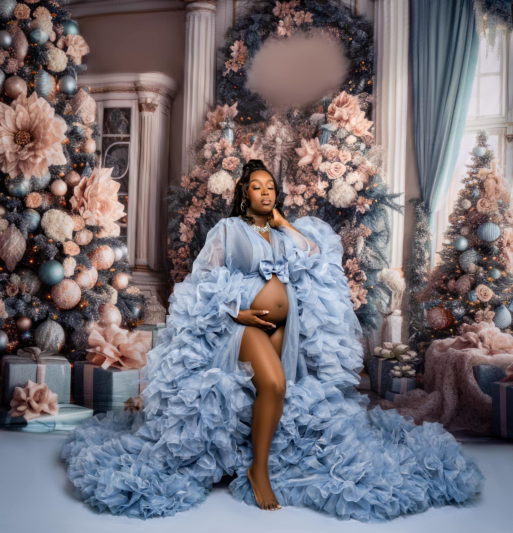 Kate Christmas Flower Vintage Backdrop Designed by Mini MakeBelieve - Kate Backdrop AU