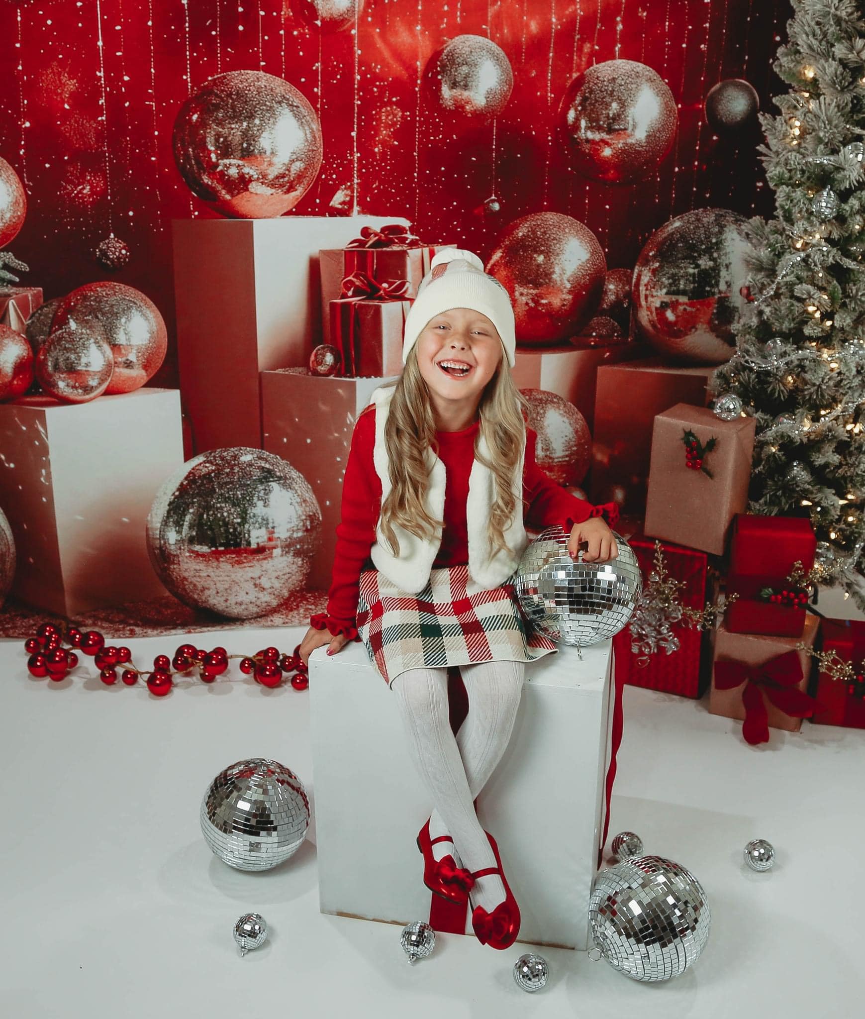 Kate Red Christmas Disco Backdrop Designed by Mini MakeBelieve - Kate Backdrop AU