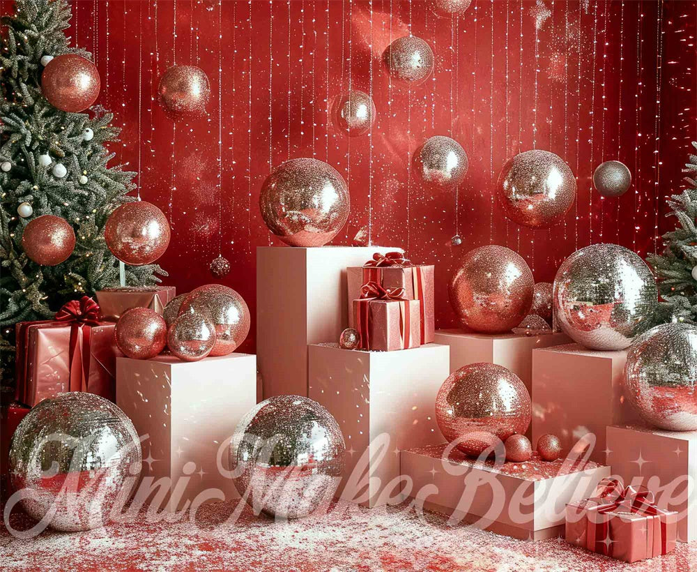 Kate Red Christmas Disco Backdrop Designed by Mini MakeBelieve - Kate Backdrop AU