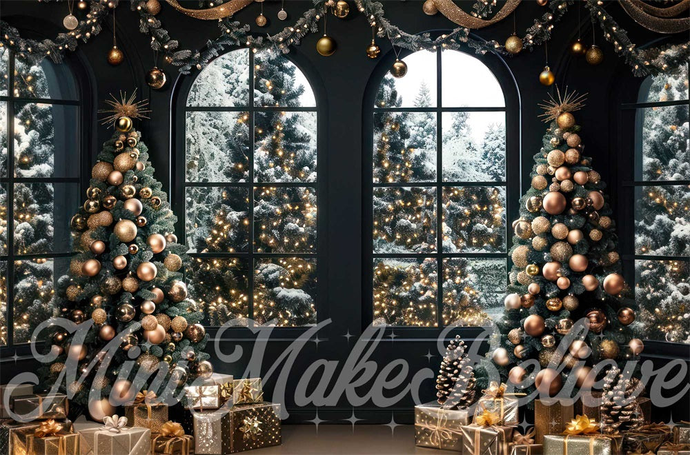 Kate Christmas Black Room Windows Backdrop Designed by Mini MakeBelieve - Kate Backdrop AU