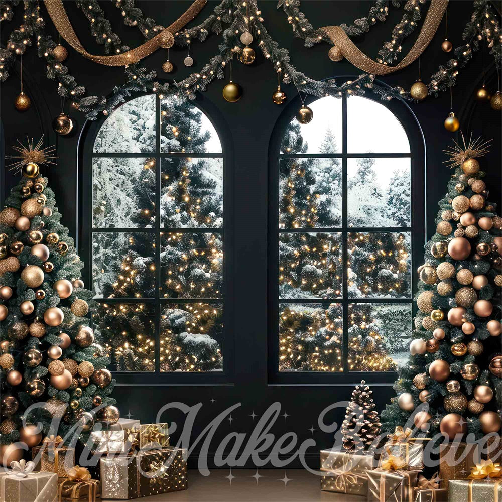 Kate Christmas Black Room Windows Backdrop Designed by Mini MakeBelieve - Kate Backdrop AU