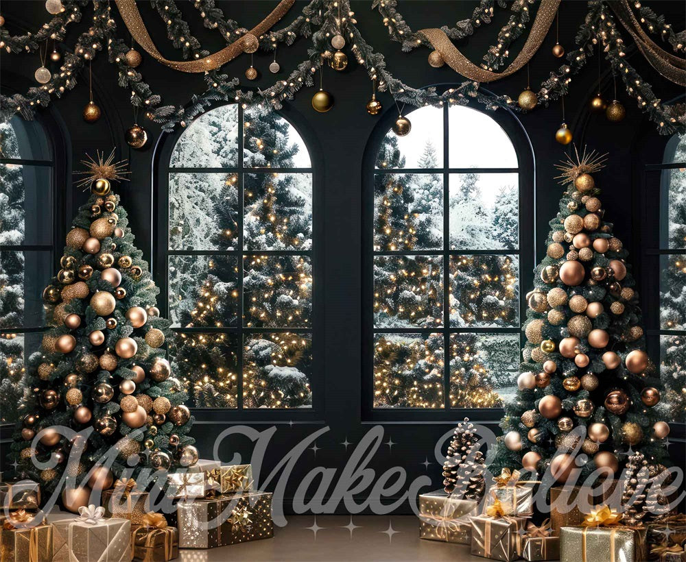 Kate Christmas Black Room Windows Backdrop Designed by Mini MakeBelieve - Kate Backdrop AU