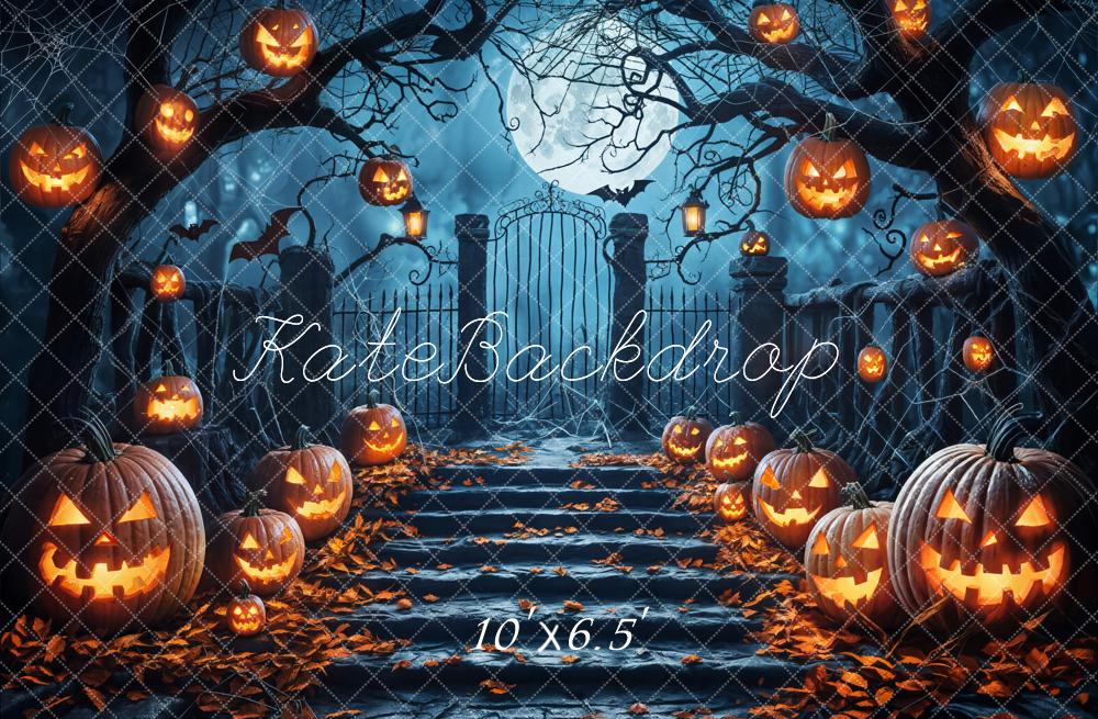Kate Halloween Moon Pumpkin Lantern Backdrop Designed by Emetselch - Kate Backdrop AU