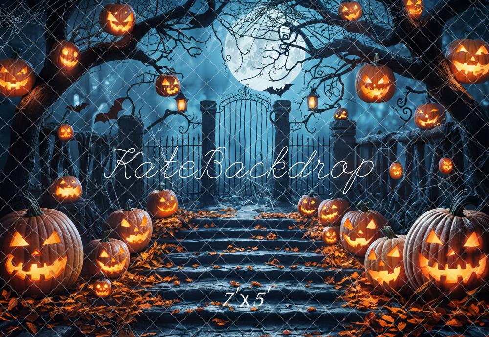 Kate Halloween Moon Pumpkin Lantern Backdrop Designed by Emetselch - Kate Backdrop AU
