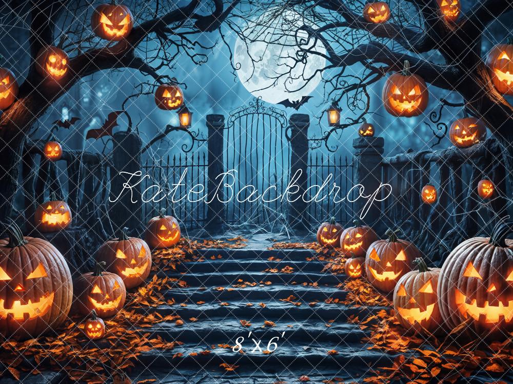 Kate Halloween Moon Pumpkin Lantern Backdrop Designed by Emetselch - Kate Backdrop AU