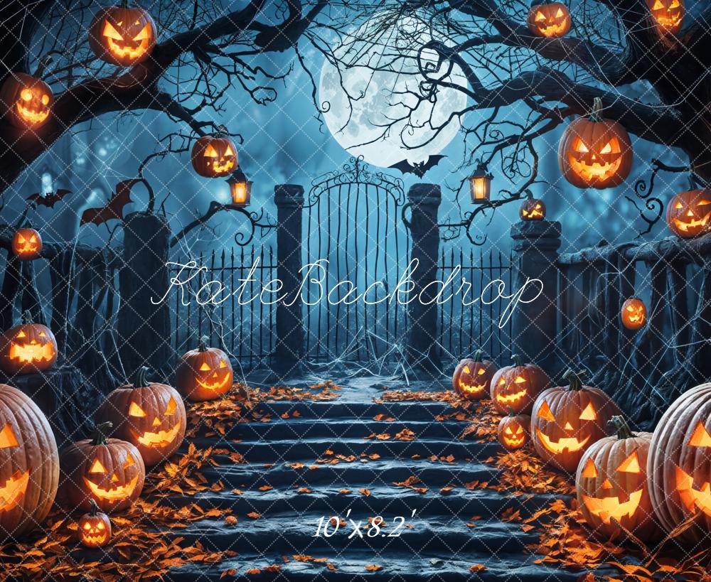 Kate Halloween Moon Pumpkin Lantern Backdrop Designed by Emetselch - Kate Backdrop AU