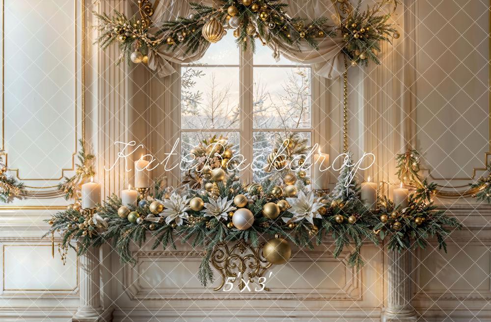 Kate Christmas Decoration Candles Window Backdrop Designed by Emetselch - Kate Backdrop AU