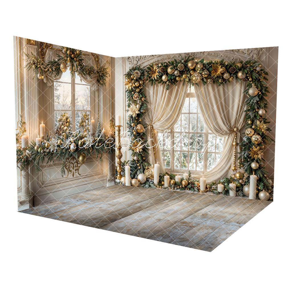 Kate Christmas Decoration Window Curtains Room Set(8ftx8ft&10ftx8ft&8ftx10ft) - Kate Backdrop AU