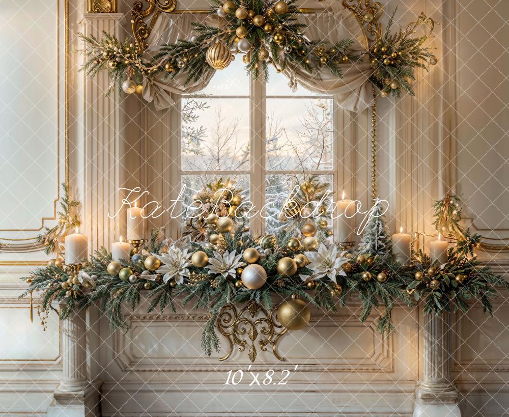 Kate Christmas Decoration Candles Window Backdrop Designed by Emetselch - Kate Backdrop AU